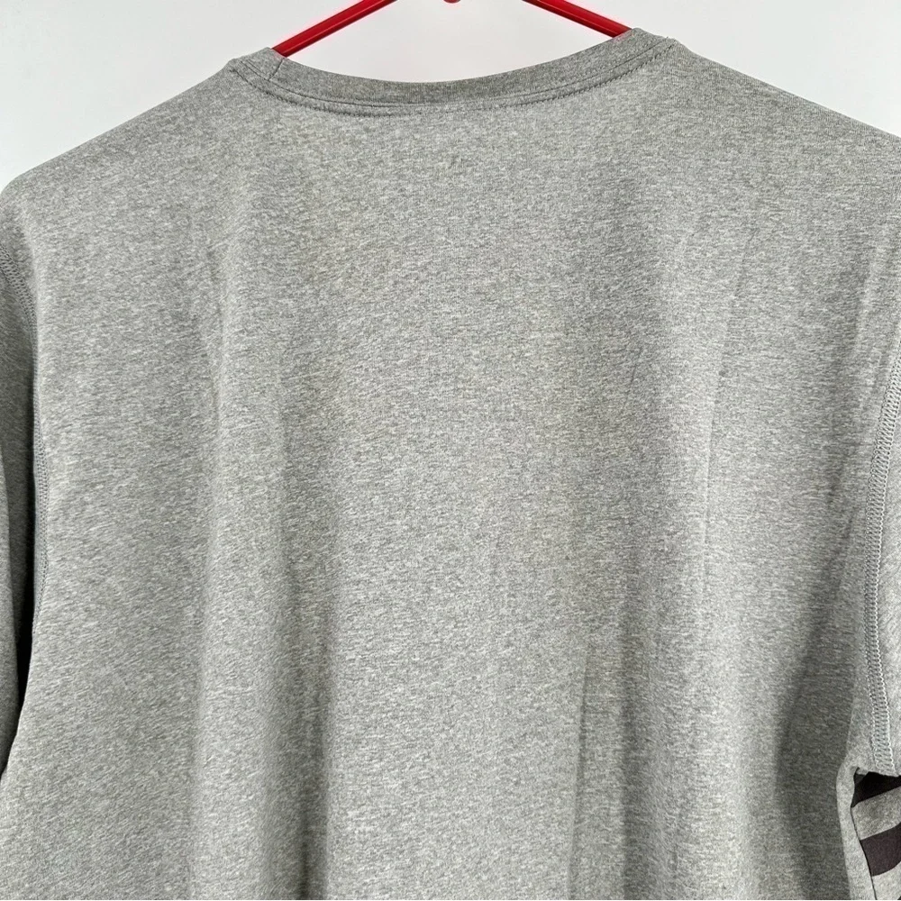 Adidas Climate Gray w/Red & Dark Gray Stripes on Front Long Sleeve Tee Sz Large